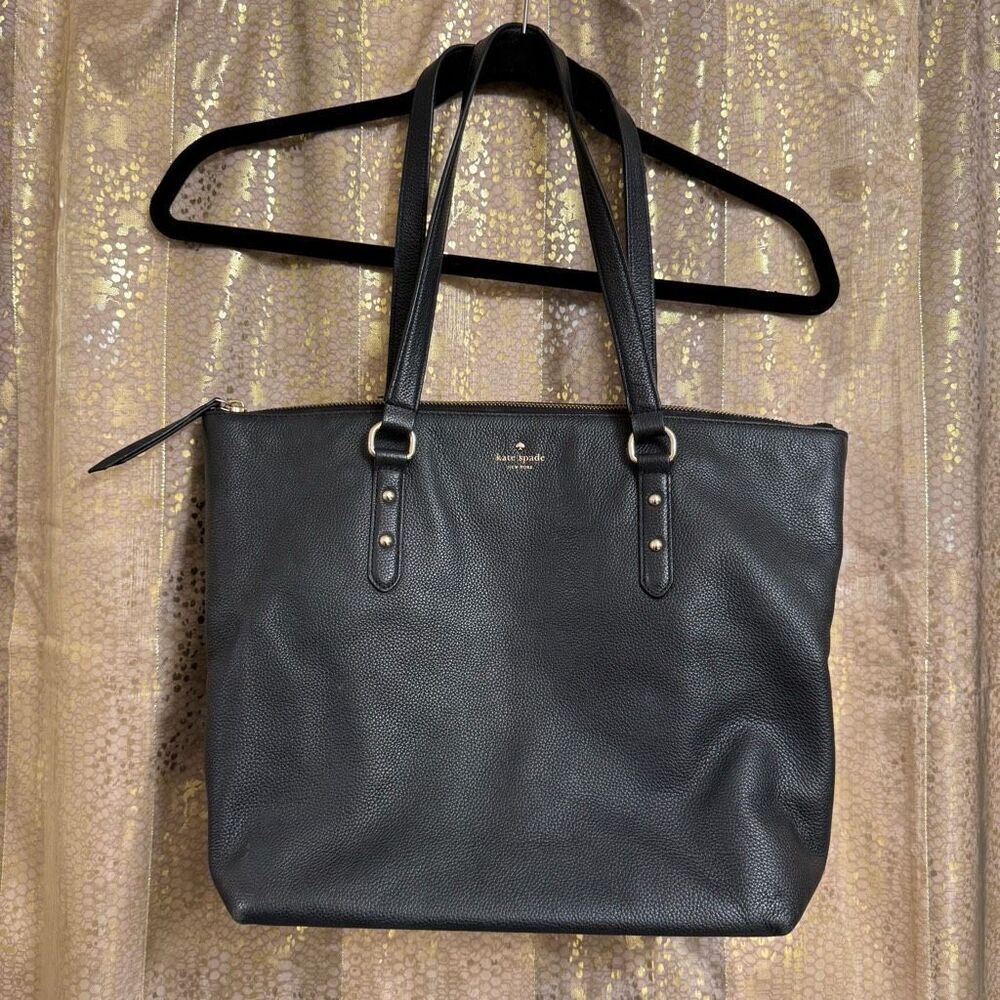 Kate Spade New York Larchmont Avenue Leather Penny Large Tote Color Black Used